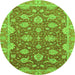 Round Oriental Green Traditional Rug, abs2886grn