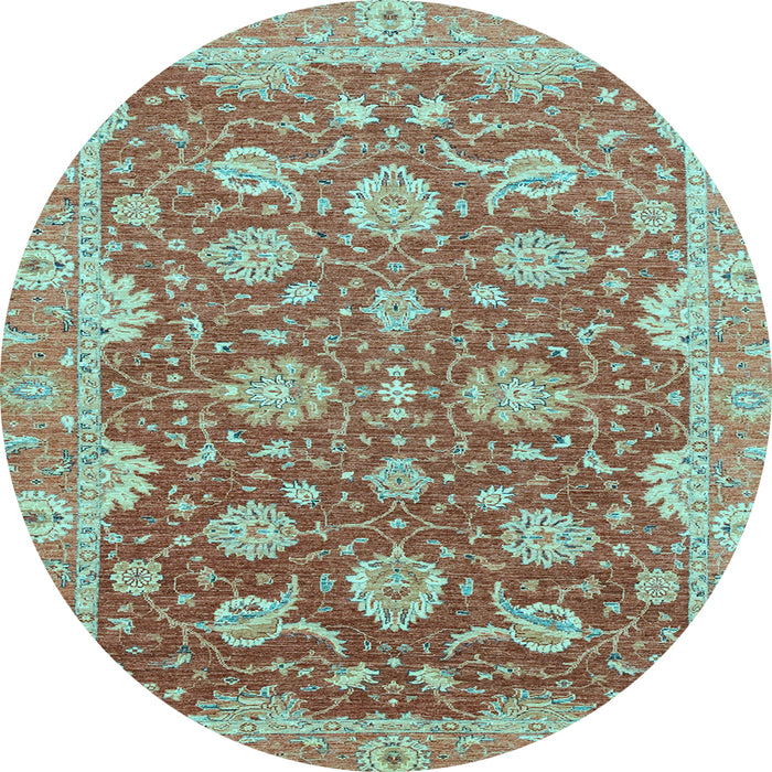 Round Oriental Light Blue Traditional Rug, abs2886lblu
