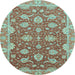 Round Oriental Light Blue Traditional Rug, abs2886lblu