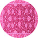 Round Oriental Pink Traditional Rug, abs2886pnk