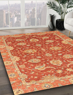 Machine Washable Abstract Orange Rug in a Family Room, wshabs2886