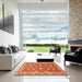 Square Abstract Orange Oriental Rug in a Living Room, abs2886