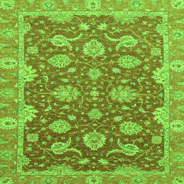 Square Machine Washable Oriental Green Traditional Area Rugs, wshabs2886grn