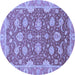 Round Machine Washable Oriental Blue Traditional Rug, wshabs2886blu