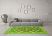 Machine Washable Oriental Green Traditional Area Rugs in a Living Room,, wshabs2886grn