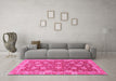 Machine Washable Oriental Pink Traditional Rug in a Living Room, wshabs2886pnk