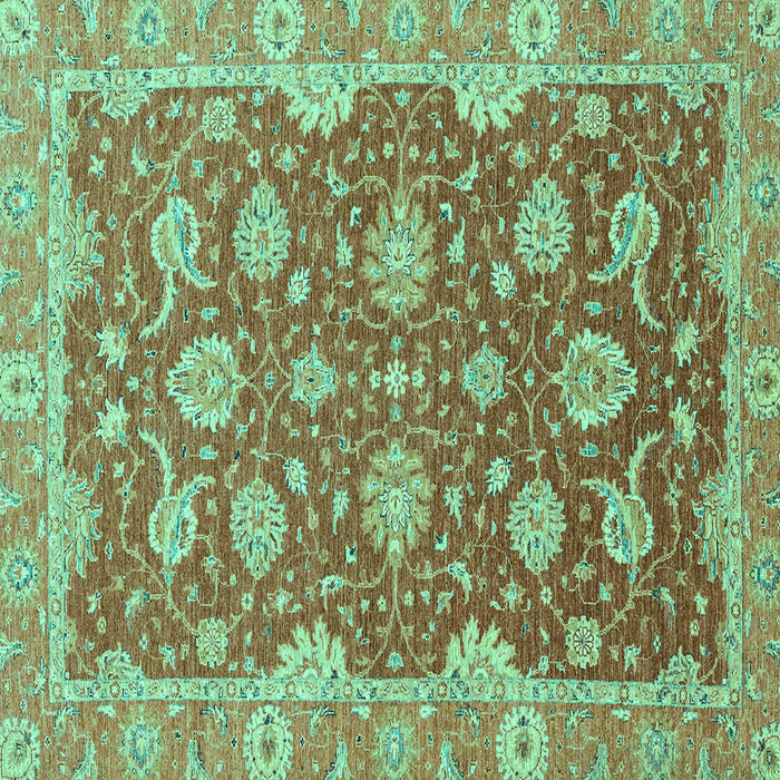Square Machine Washable Oriental Turquoise Traditional Area Rugs, wshabs2886turq