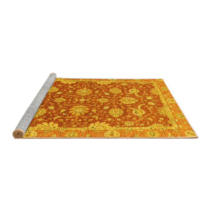 Sideview of Machine Washable Oriental Yellow Traditional Rug, wshabs2886yw