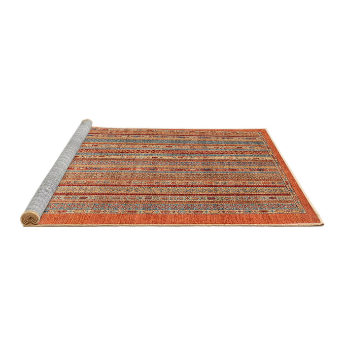 Sideview of Machine Washable Abstract Red Rug, wshabs2887