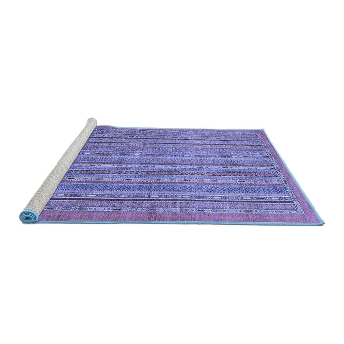 Sideview of Machine Washable Abstract Blue Modern Rug, wshabs2887blu