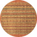 Round Abstract Brown Modern Rug, abs2887brn