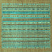 Square Abstract Turquoise Modern Rug, abs2887turq