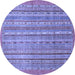 Round Machine Washable Abstract Blue Modern Rug, wshabs2887blu