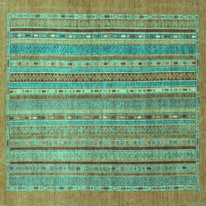 Square Machine Washable Abstract Turquoise Modern Area Rugs, wshabs2887turq