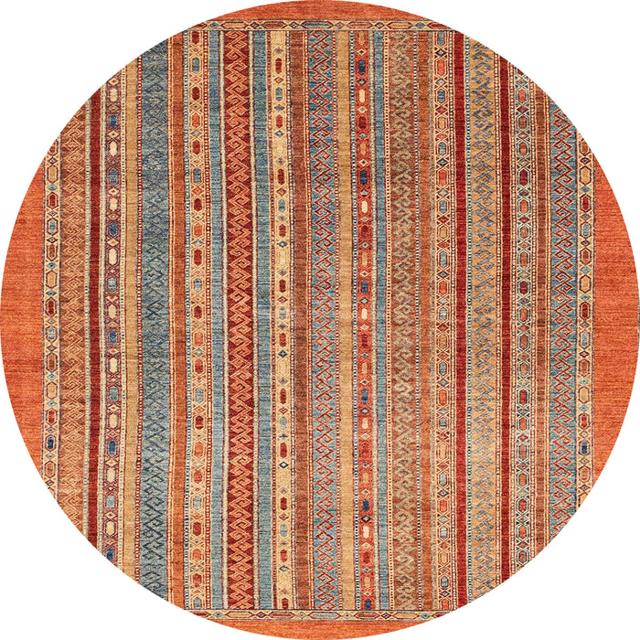 Round Machine Washable Abstract Red Rug, wshabs2887
