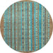 Round Machine Washable Abstract Light Blue Modern Rug, wshabs2887lblu