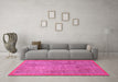 Machine Washable Abstract Pink Modern Rug in a Living Room, wshabs2887pnk