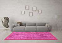 Machine Washable Abstract Pink Modern Rug, wshabs2887pnk