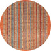 Round Abstract Red Modern Rug, abs2887