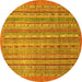 Round Abstract Yellow Modern Rug, abs2887yw