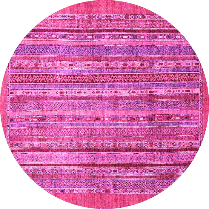 Round Machine Washable Abstract Pink Modern Rug, wshabs2887pnk