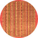 Round Abstract Orange Modern Rug, abs2887org