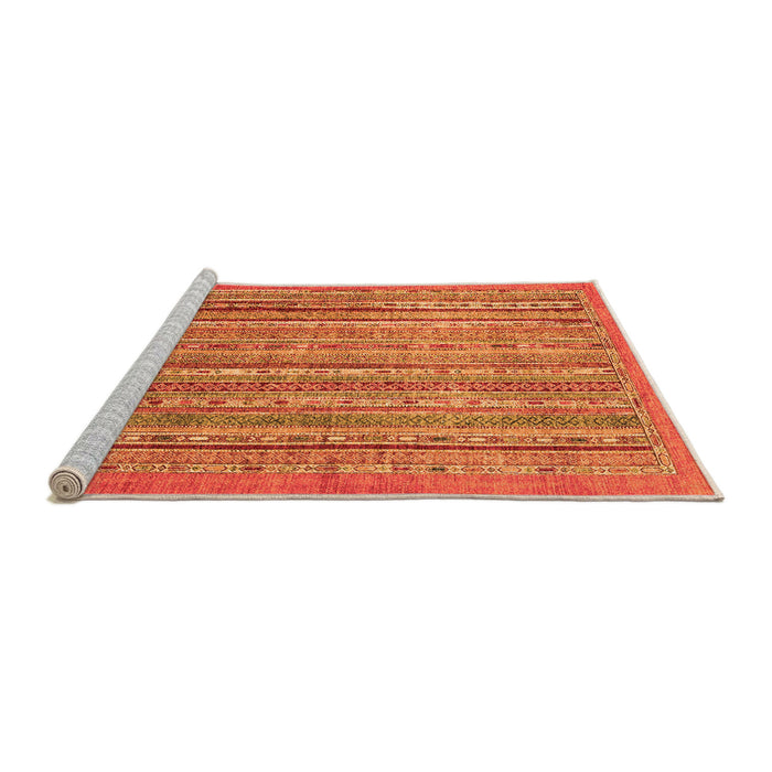 Sideview of Machine Washable Abstract Orange Modern Area Rugs, wshabs2887org