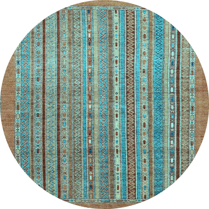 Round Abstract Light Blue Modern Rug, abs2887lblu