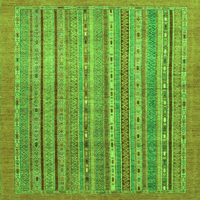 Square Machine Washable Abstract Green Modern Area Rugs, wshabs2887grn