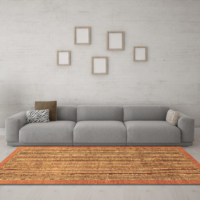 Machine Washable Abstract Brown Modern Rug in a Living Room,, wshabs2887brn