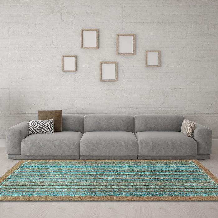 Machine Washable Abstract Light Blue Modern Rug in a Living Room, wshabs2887lblu
