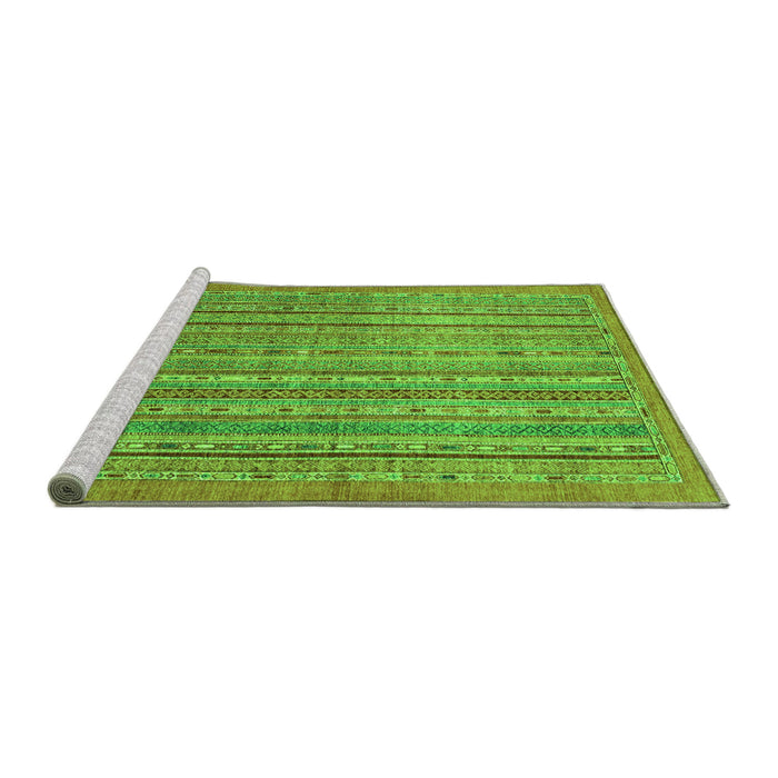 Sideview of Machine Washable Abstract Green Modern Area Rugs, wshabs2887grn