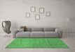 Machine Washable Abstract Emerald Green Modern Area Rugs in a Living Room,, wshabs2887emgrn