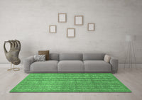 Machine Washable Abstract Emerald Green Modern Rug, wshabs2887emgrn