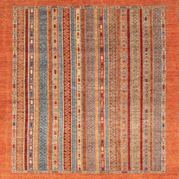 Square Abstract Red Modern Rug, abs2887