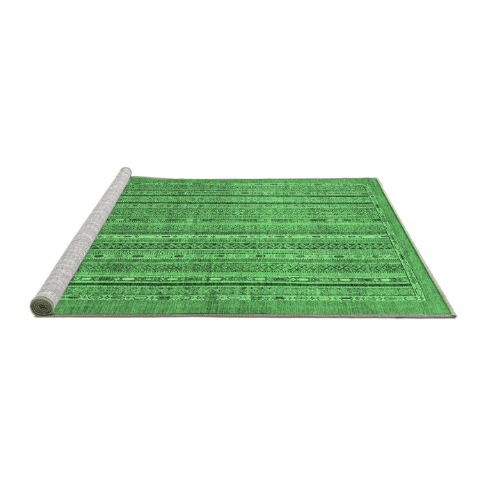 Sideview of Machine Washable Abstract Emerald Green Modern Area Rugs, wshabs2887emgrn