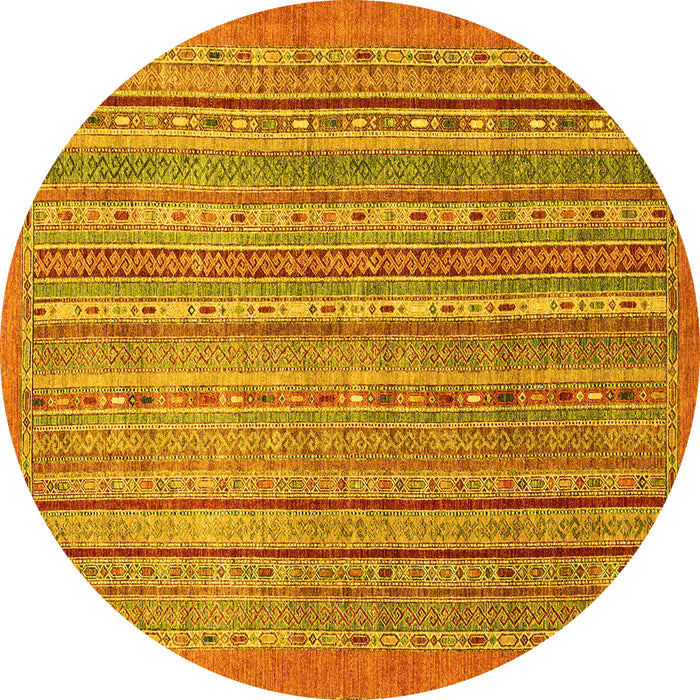 Round Machine Washable Abstract Yellow Modern Rug, wshabs2887yw