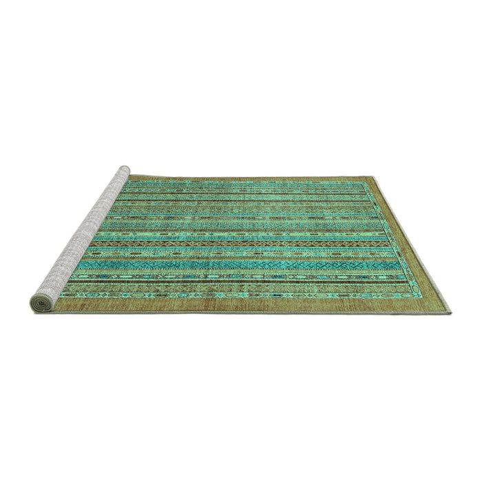 Sideview of Machine Washable Abstract Turquoise Modern Area Rugs, wshabs2887turq