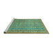 Sideview of Machine Washable Abstract Turquoise Modern Area Rugs, wshabs2887turq