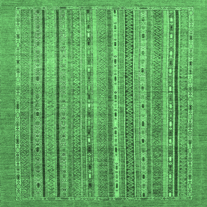 Square Machine Washable Abstract Emerald Green Modern Area Rugs, wshabs2887emgrn