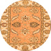 Round Machine Washable Abstract Orange Modern Area Rugs, wshabs2888org