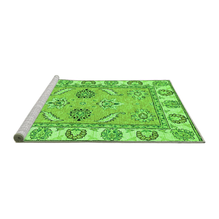 Sideview of Machine Washable Abstract Green Modern Area Rugs, wshabs2888grn
