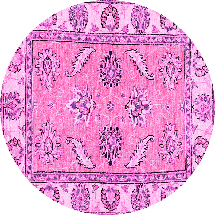 Round Machine Washable Abstract Pink Modern Rug, wshabs2888pnk