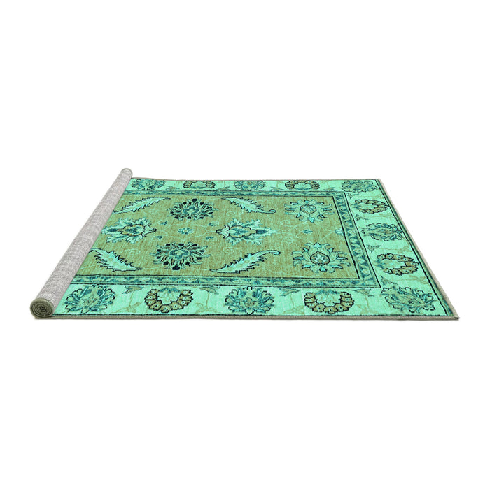 Sideview of Machine Washable Abstract Turquoise Modern Area Rugs, wshabs2888turq