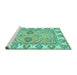 Sideview of Machine Washable Abstract Turquoise Modern Area Rugs, wshabs2888turq