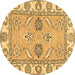 Round Abstract Brown Modern Rug, abs2888brn