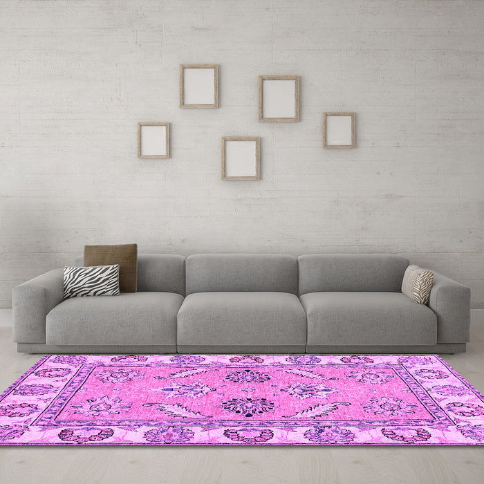 Machine Washable Abstract Purple Modern Area Rugs in a Living Room, wshabs2888pur