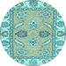 Round Machine Washable Abstract Light Blue Modern Rug, wshabs2888lblu