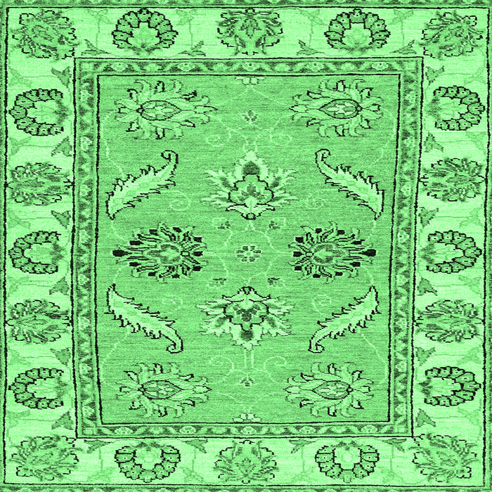 Square Machine Washable Abstract Emerald Green Modern Area Rugs, wshabs2888emgrn