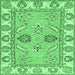 Square Machine Washable Abstract Emerald Green Modern Area Rugs, wshabs2888emgrn